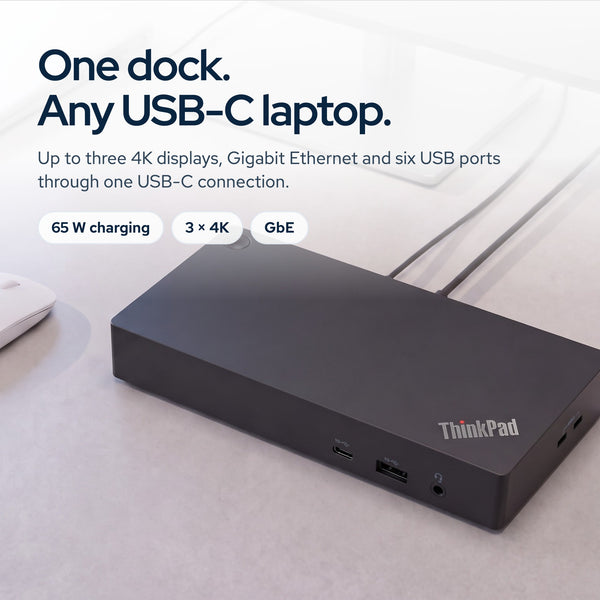 Lenovo ThinkPad Universal USB-C Docking Station 40AY0090US with 90W Adapter, HDM: On the desk