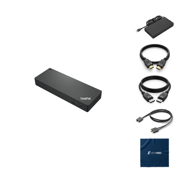 Lenovo Universal Thunderbolt 4 Dock 40B00300US with 300W Adapter, HDMI, DisplayP: What's in the box
