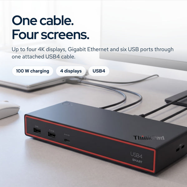 Lenovo 40BC0135US USB4 Smart Dock 5500 Laptop Docking Station with Integrated US: On the desk