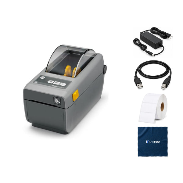 Zebra ZD410 (ZD41022-D01000EZ) Direct Thermal Printer Desktop Monochrome Bundle: What's in the box