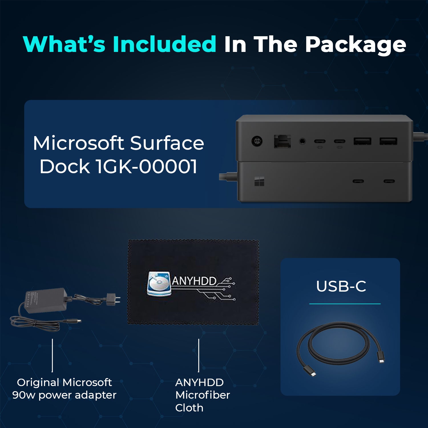 Microsoft Surface Dock 2 Compatible Docking Station 1GK-00001 – 199W Power Supply with USB-C cable + Cloth(Renewed)