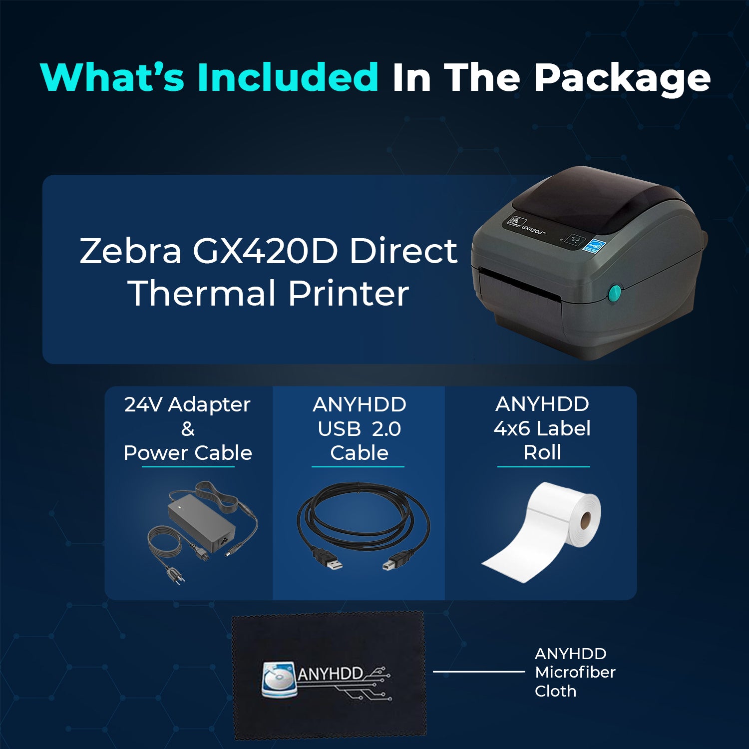 Zebra GX420D Direct Thermal Printer for Labels, Receipts, and Barcodes – Includes USB 2.0 Cable, 4x6 Label Roll, 24V Power Supply, and USB, Serial & Ethernet Connectivity (Renewed)