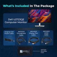 U2723QE Dell UltraSharp Bundle Dell 27 Inch Monitor 4K UHD WLED LCD - 1 Year Warranty, 16:9 Monitor with Power Cable + HDMI Cable + DisplayPort Cable + Thunderbolt Cable + Microfiber Cloth - Silver