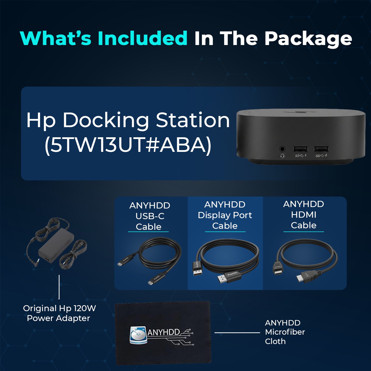HP Universal Dock G2 - for Notebook - 120W Power adapter- USB Type C with HDMI, Display Port and C to C Cable with Cloth