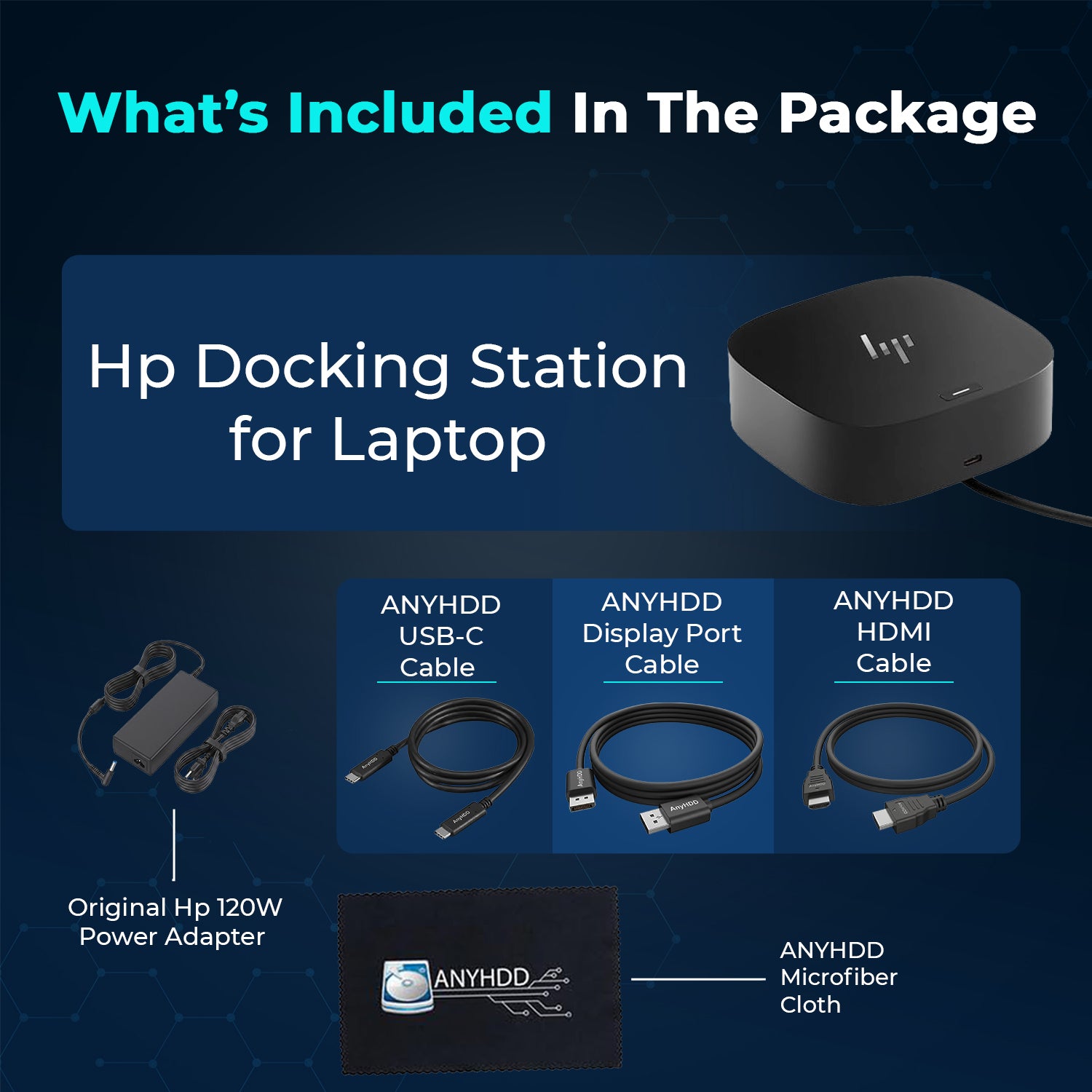HP 26D32AA#ABL Docking Station G5 USB‑C Universal Dock (Renewed) with 120W Adapter, HDMI, DisplayPort, USB Ports & Ethernet