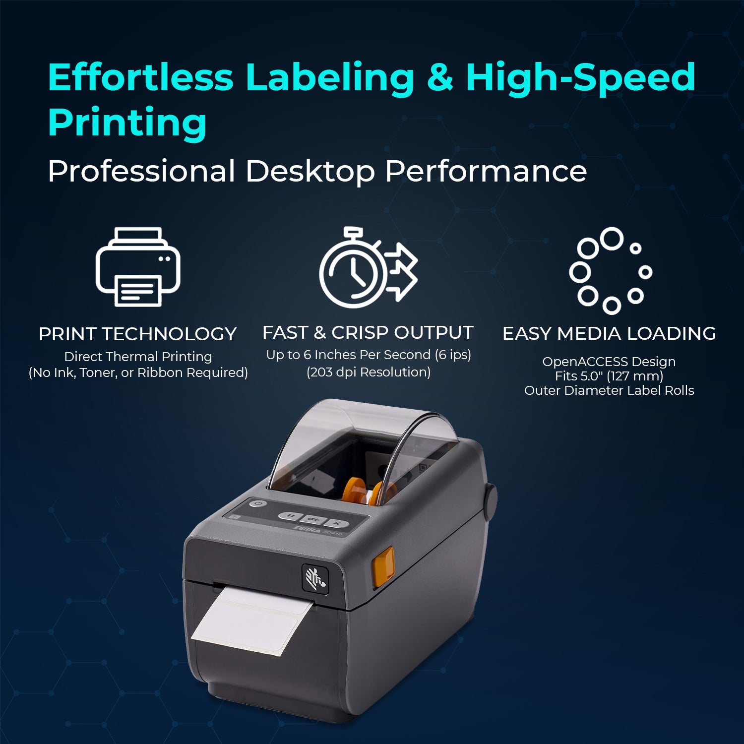 Zebra ZD410 (ZD41022-D01000EZ) Direct Thermal Printer Desktop Monochrome Bundle - USB Connectivity Printer with Power Cable + USB 2.0 Cable + Microfiber Cloth Included (Renewed)