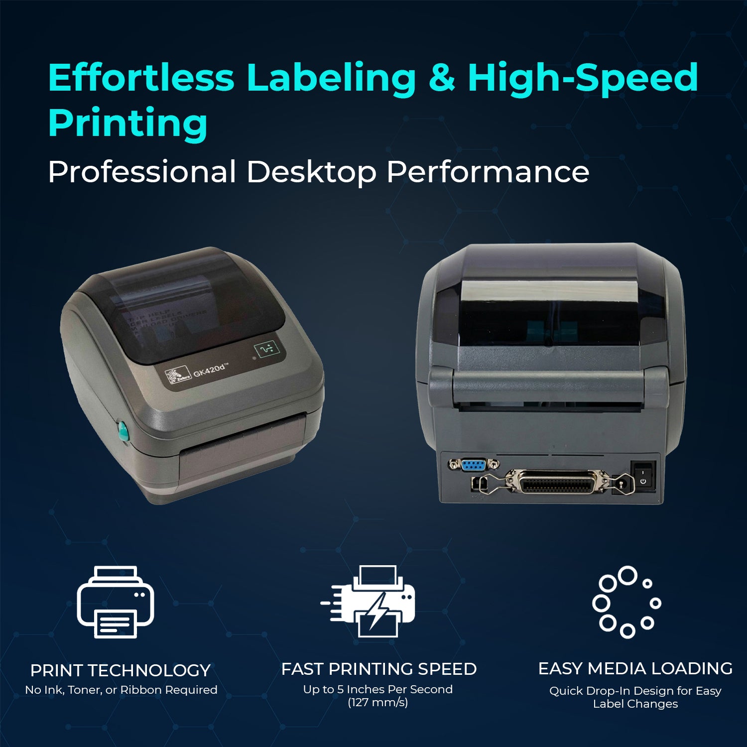 Zebra GK420d Direct Thermal Label Printer GK42‑202510‑000 203 dpi with USB, Serial, Parallel and for Barcodes & Labels