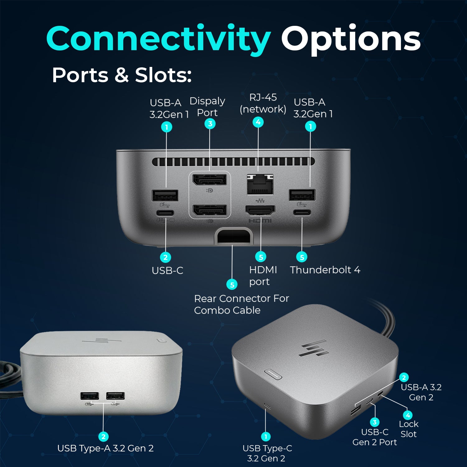 HP Thunderbolt 4 Ultra 280W G6 Docking Station, 330W, Quad Display Support, Includes USB-C Cable, HDMI Cable, DisplayPort Cable & Cleaning Cloth