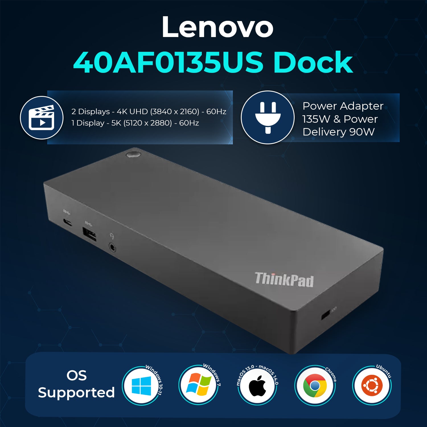Lenovo 40AF0135US ThinkPad Hybrid USB-C with USB-A Dock