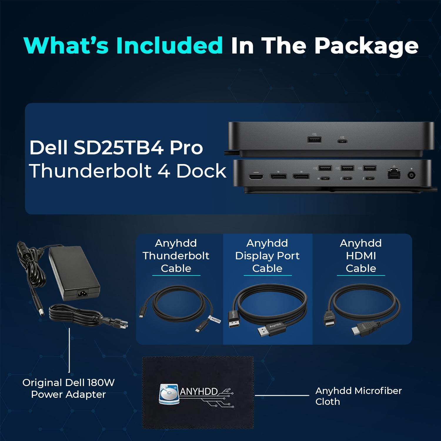 Dell SD25TB4 Pro Thunderbolt 4 Smart Docking Station with 180W Adapter, HDMI, DP, and Multi-Port Connectivity