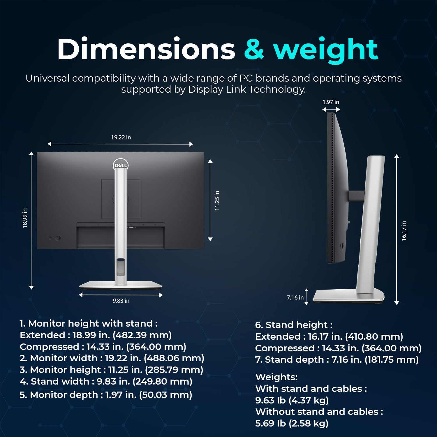 Dell P2225H 22" 16:9 IPS Computer Monitor Screen, DisplayPort cables, USB 3.0 Upstream Cable, Power Cord with ANYHDD HDMI Cable + Microfiber Cloth