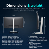 Dell P2225H 22" 16:9 IPS Computer Monitor Screen, DisplayPort cables, USB 3.0 Upstream Cable, Power Cord with ANYHDD HDMI Cable + Microfiber Cloth