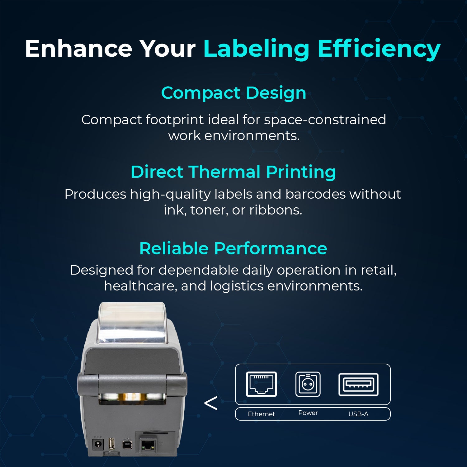 Zebra ZD410 Direct Thermal Desktop Label Barcode Printer USB+Ethernet Wired Shipping Office Use Renewed