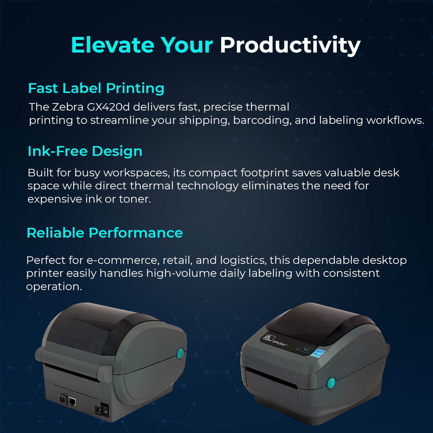 Zebra GX420D Direct Thermal Printer for Labels, Receipts, and Barcodes – Includes USB 2.0 Cable, 4x6 Label Roll, 24V Power Supply, and USB, Serial & Ethernet Connectivity (Renewed)