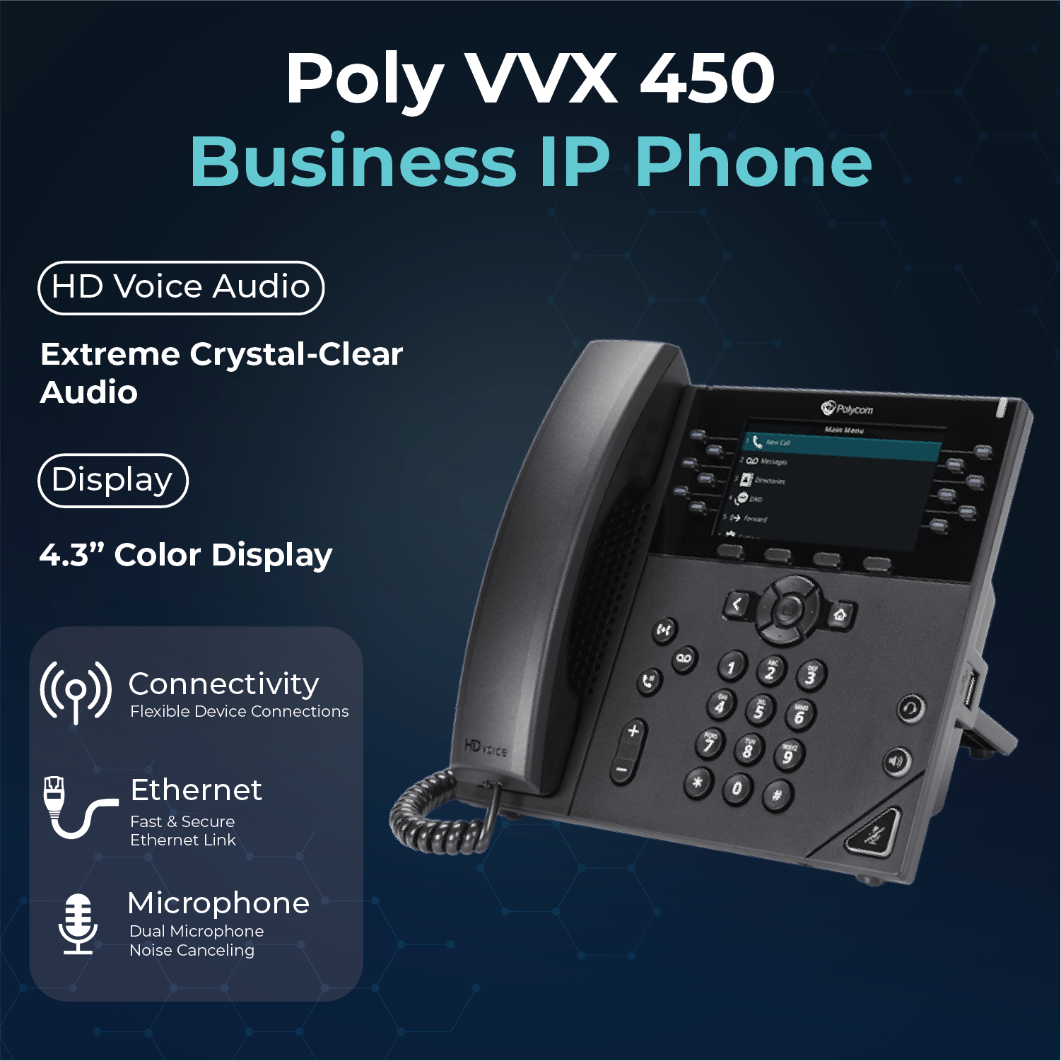 Poly VVX 450 Business IP Phone with Cloth