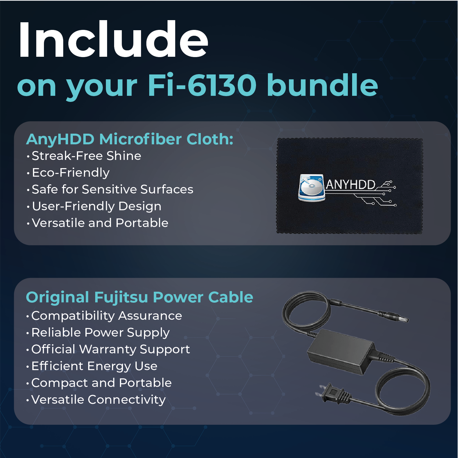 FI-6130 Document Scanner Bundle with 24V AC Adapter + USB 2.0 Cable + Microfiber Cleaning Cloth Included (Renewed)