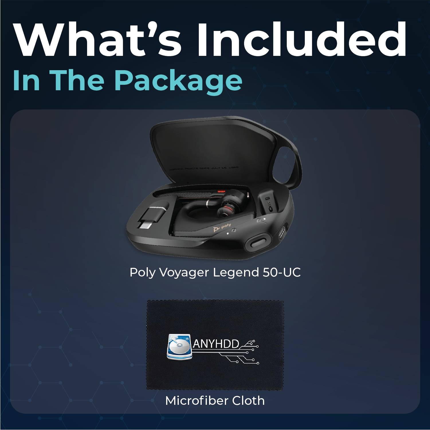 Poly Voyager 50-UC for Bluetooth Headset with Charging Case Noise-Canceling Mics, PC, iOS, Mac, Tablet, Incl.