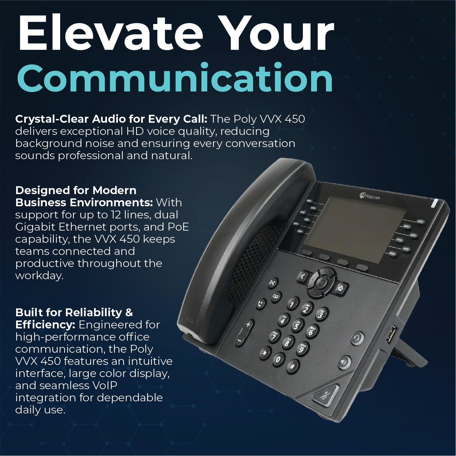 Poly VVX 450 Business IP Phone with Cloth