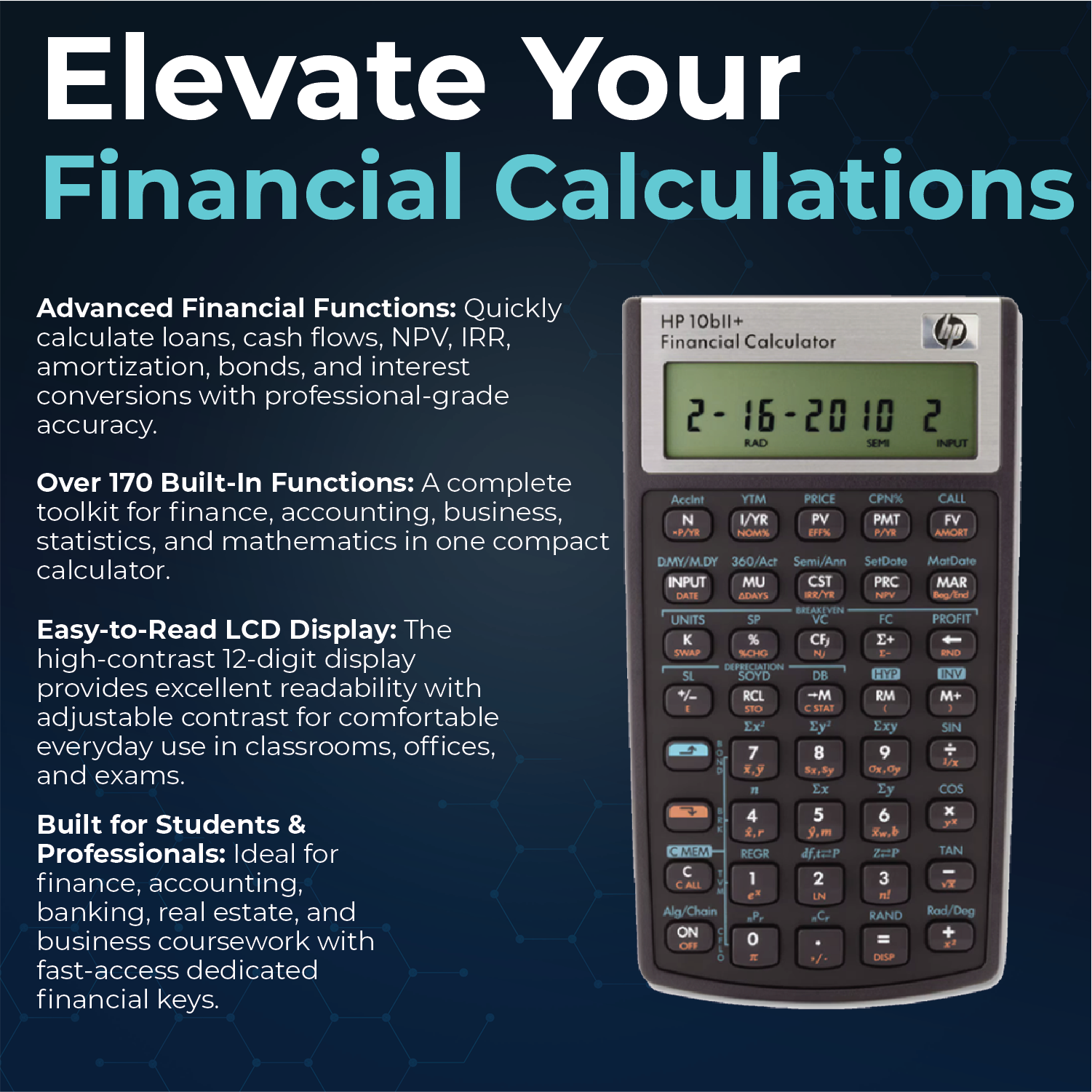 Financial Scientific Calculator for HP 10B II Plus/Hewlett Packard