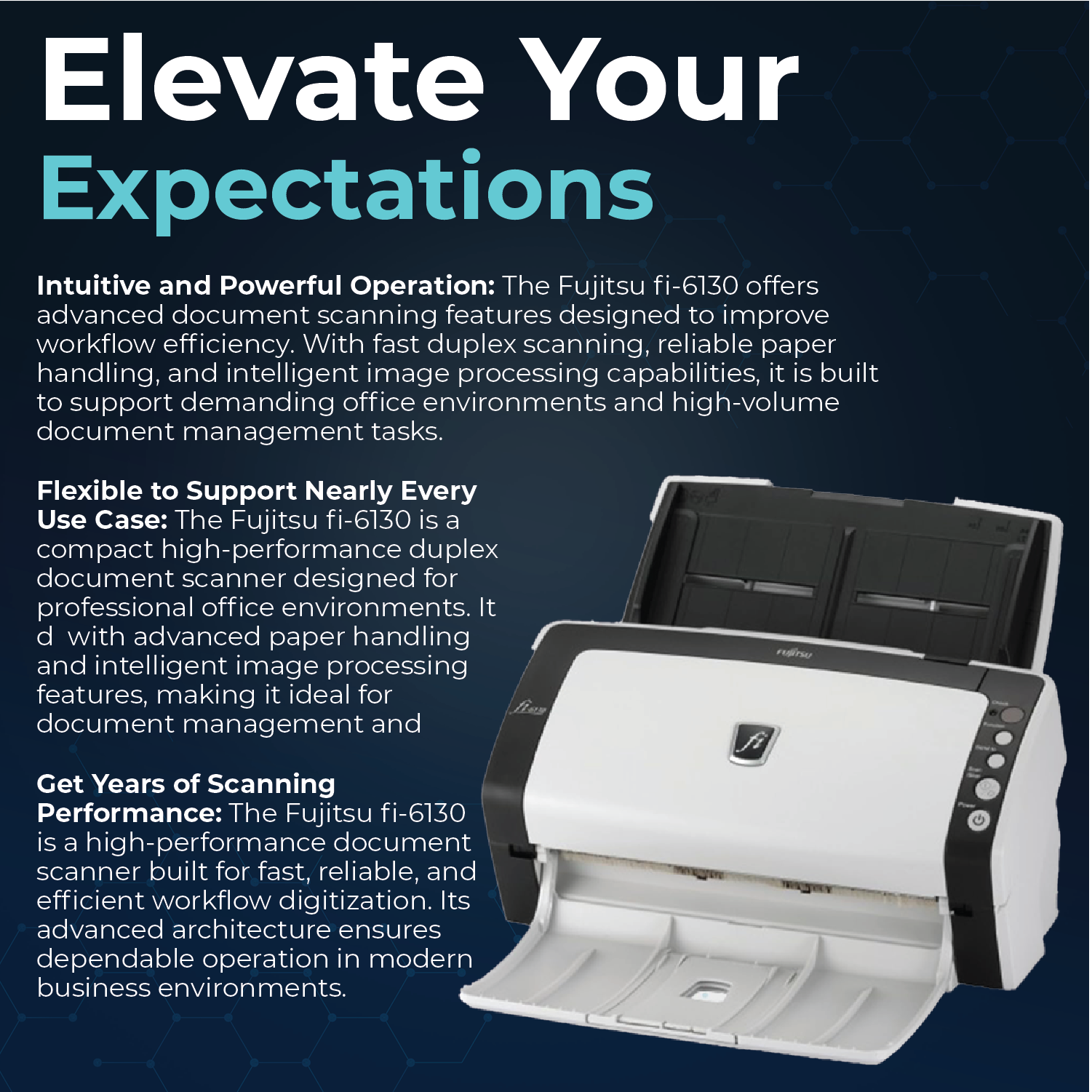 FI-6130Z Document Scanner Bundle - 1 Year Warranty, Sheet-Fed Document with 24V AC Adapter, USB 2.0 Cable & Microfiber Cleaning Cloth (Renewed)