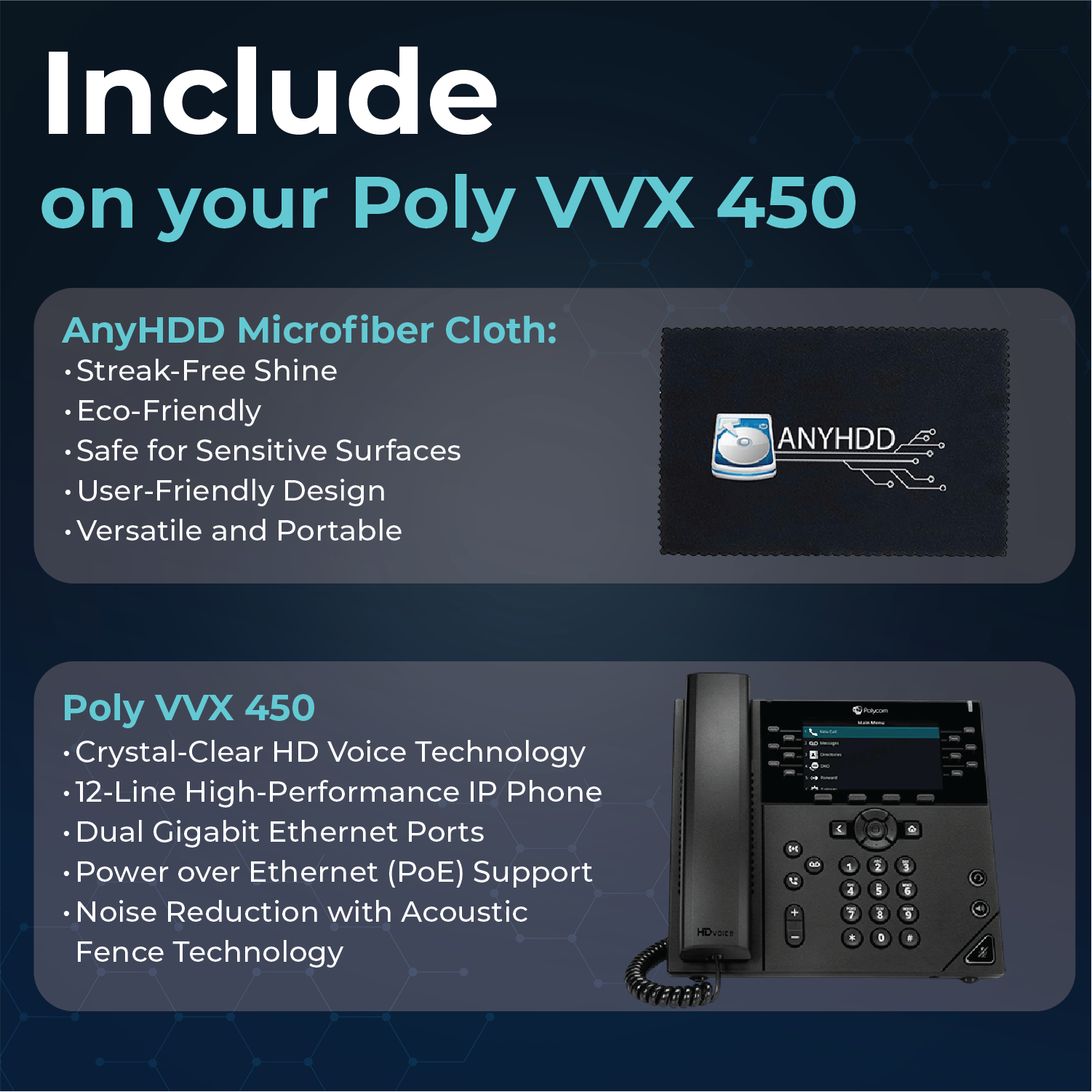 Poly VVX 450 Business IP Phone with Cloth