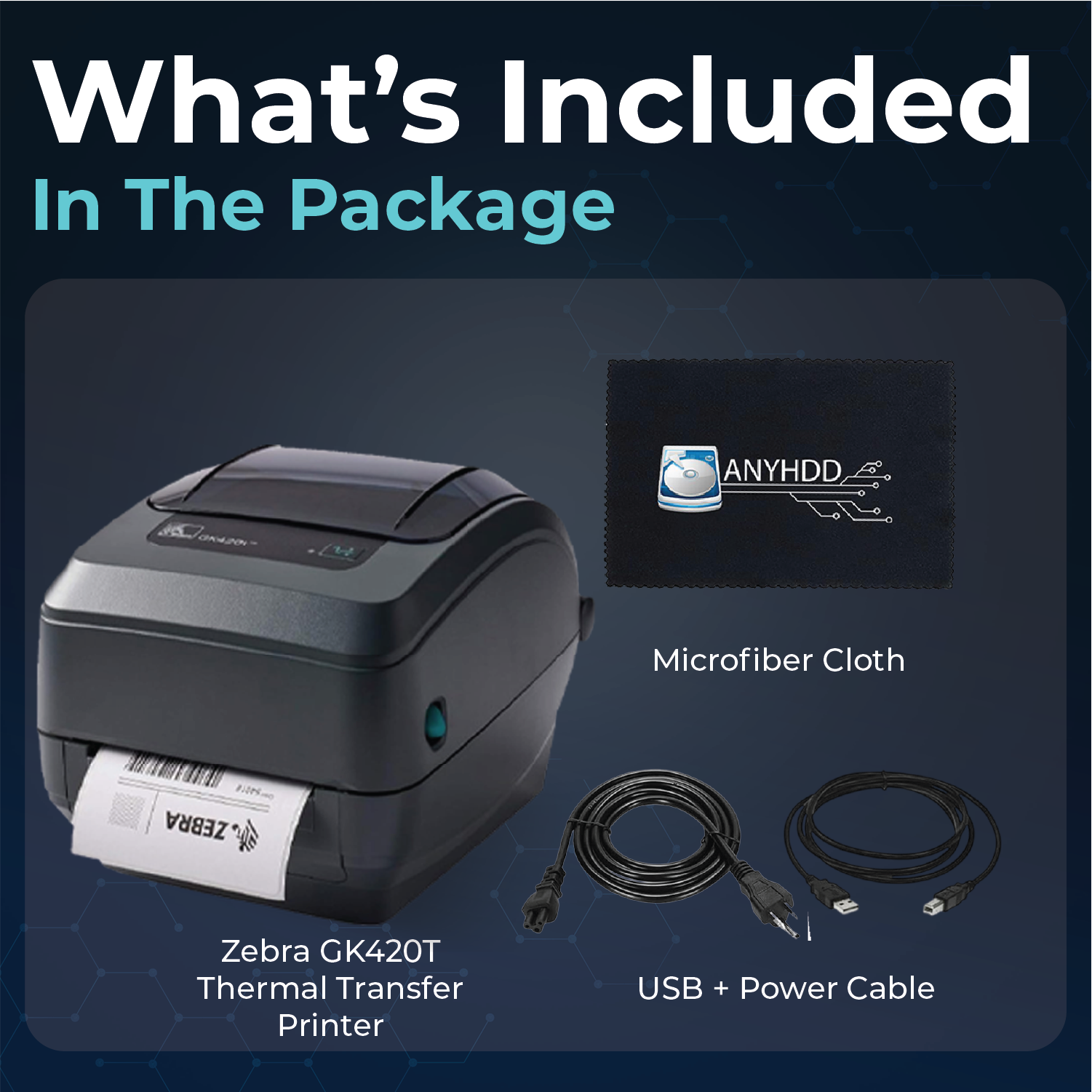 Zebra GK420T Thermal Transfer Desktop Printer for Labels, Receipts, Barcodes, Tags - 1 Year Warranty with Power Cable