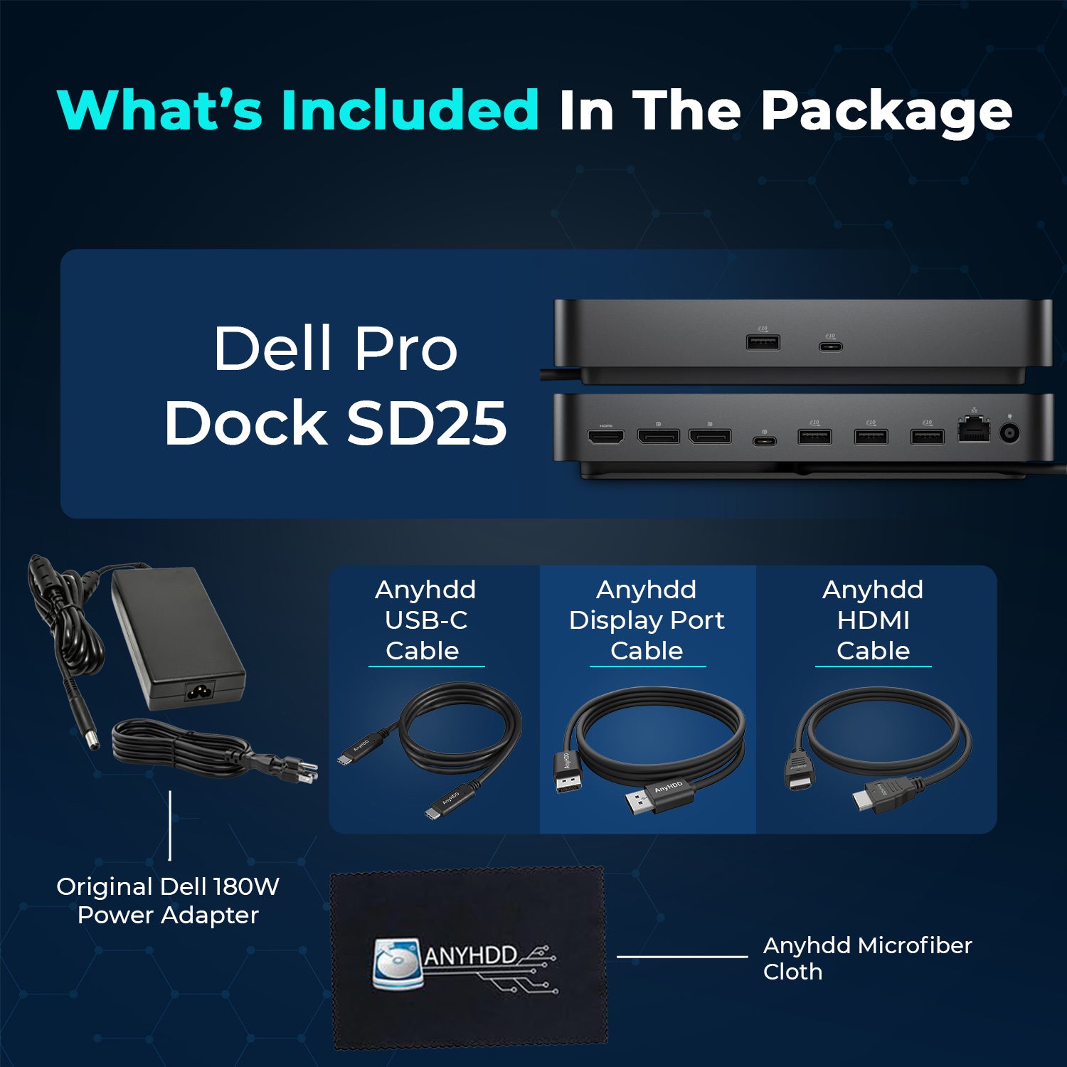 Dell Pro Smart Dock SD25 USB-C Dock Bundle with 180W Power Adapter, Dual/Triple Monitor Support and Multi-Port Connectivity