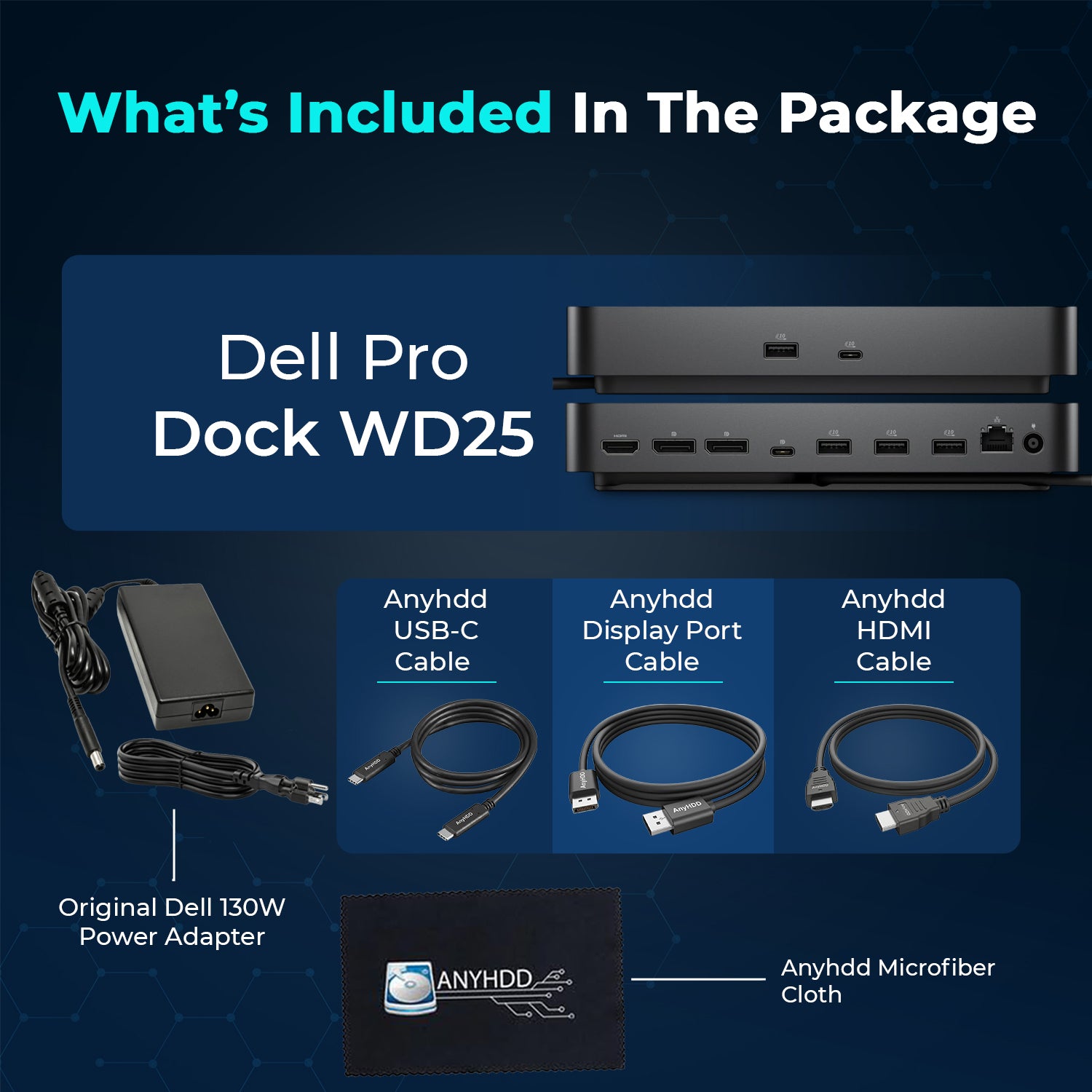 Dell Pro Dock WD25 USB-C Docking Station with Dual 4K Display Support, 100W Power Delivery, Ethernet & Multi-Port Connectivity
