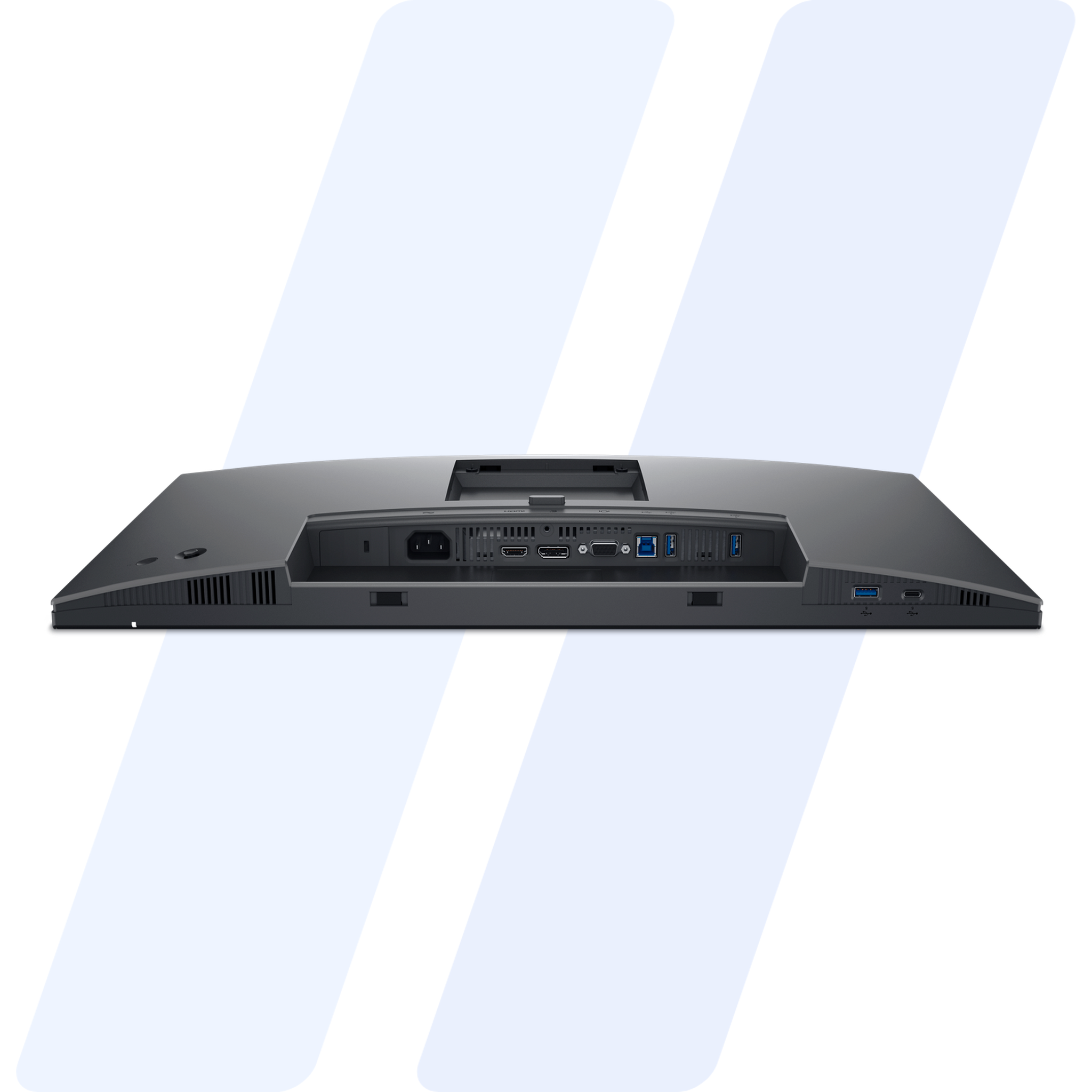 Dell P2425H underside connectors: power, HDMI, DisplayPort, VGA, USB-B upstream and USB-A downstream ports