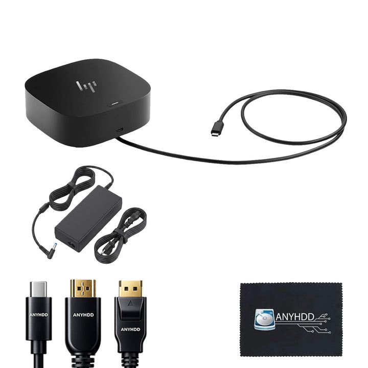 HP USB-C G5 Docking Station 5TW10AA#ABB with 120W Adapter, HDMI & DisplayPort Cables for Dual Monitor Support