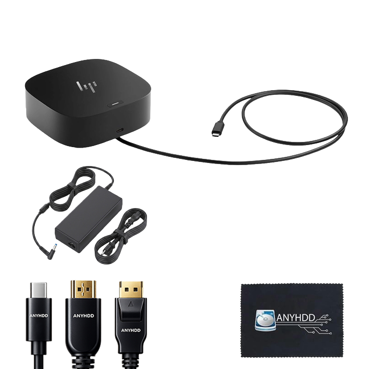 HP USB-C G5 Docking Station 5TW10AA#ABB with 120W Adapter, HDMI & DisplayPort Cables for Dual Monitor Support
