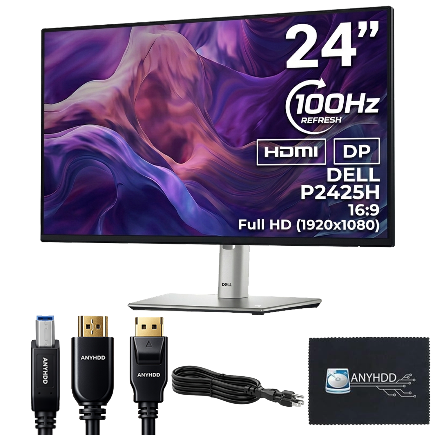 Dell P2425H 24-Inch Full HD IPS Monitor with Adjustable Stand, HDMI and DisplayPort for Office and Home Use