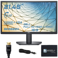 Dell SE2222H 21.45" 1920x1080 Full HD 16:9 IPS Display - 1 Year Warranty, Computer Monitor Screen Bundle with Power Cord + HDMI Cable + Microfiber Cloth