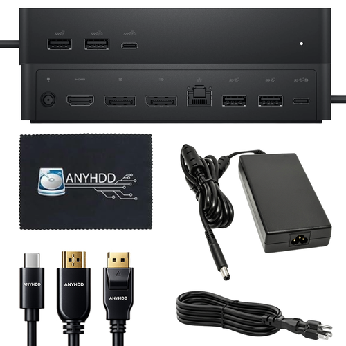 UD22 dell docking station dual monitor bundle usb c usb a universal dell dock for laptops comes with 130w adapter anyhdd hdmi displayport usb c cables cloth supports dual triple 4 monitors