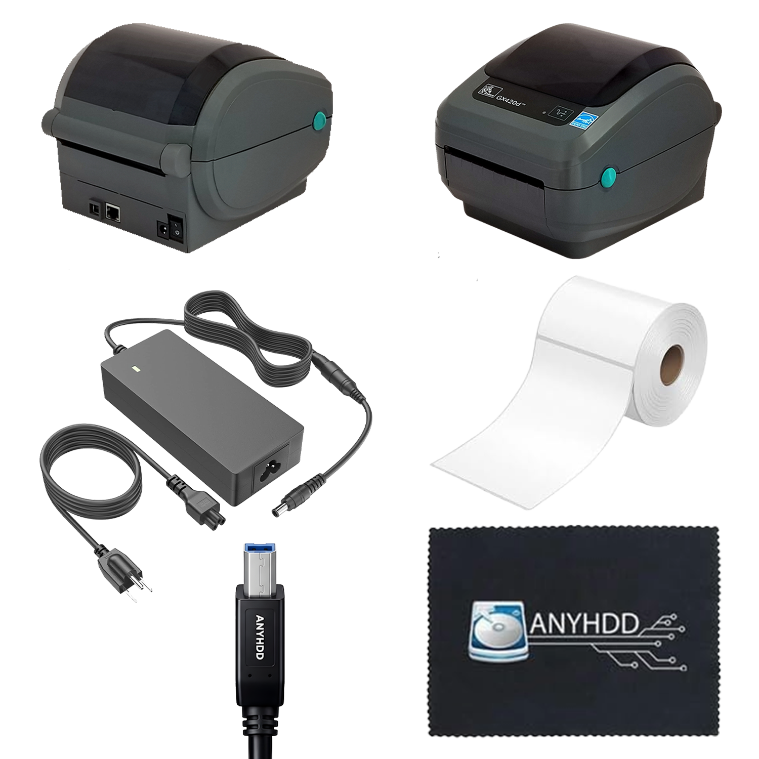 Zebra GX420D Direct Thermal Printer for Labels, Receipts, and Barcodes – Includes USB 2.0 Cable, 4x6 Label Roll, 24V Power Supply, and USB, Serial & Ethernet Connectivity (Renewed)
