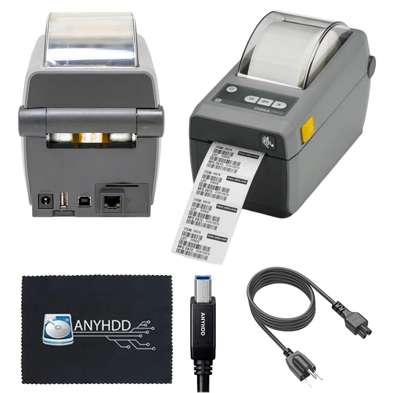 Zebra ZD410 Direct Thermal Desktop Label Barcode Printer USB+Ethernet Wired Shipping Office Use Renewed