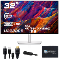 Dell UltraSharp U3223QE 32-Inch 4K UHD Monitor Bundle - 16:9 WLED LCD With Power Cord, USB Cables, DisplayPort Cable, HDMI Cable and Microfiber Cloth