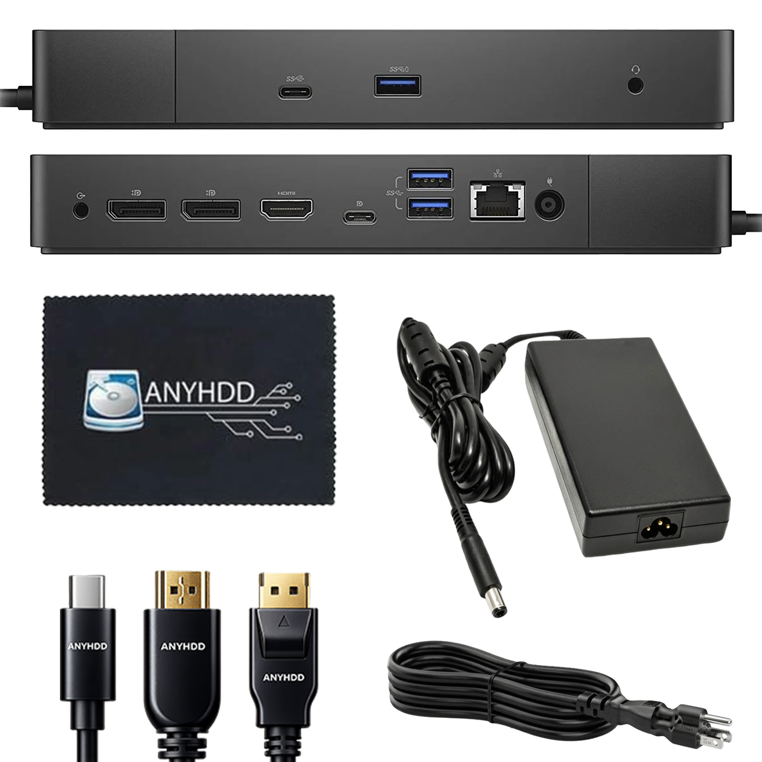 Dell WD19 USB-C Docking Station Bundle (180W Adapter Included) with HDMI, DisplayPort, Ethernet & Multi-Port Connectivity