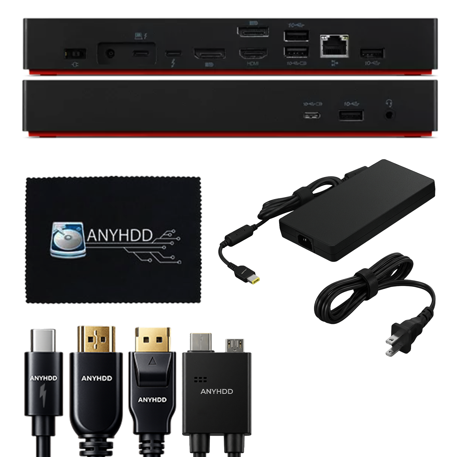 Lenovo Universal Thunderbolt 4 Dock 40B00300US with 300W Adapter, HDMI, DisplayPort, USB‑C & Ethernet Connectivity for Multiple Displays