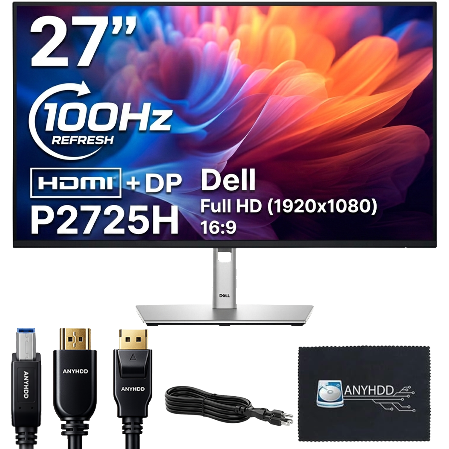 Dell P2725H 27-inch Full HD 1080p IPS Computer Monitor with Adjustable Stand, HDMI & DisplayPort Connectivity