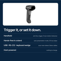DS2208-SR Handheld 2D Barcode Scanner Kit with USB Cable, USB-A to USB-C Adapter: Ports