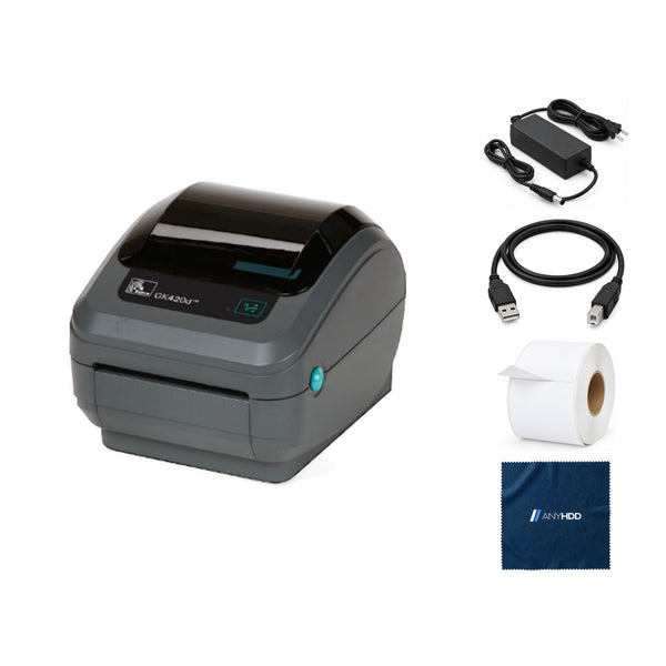 Zebra GK420d Direct Thermal Label Printer GK42‑202510‑000 203 dpi with USB, Seri: What's in the box