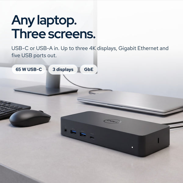 Dell D6000 Universal USB‑C Docking Station (Renewed) with 130W Power Adapter, HD: On the desk