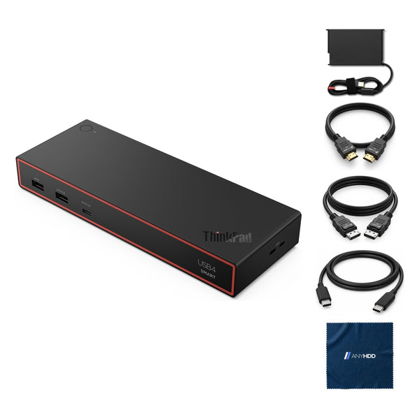Lenovo 40BC0135US USB4 Smart Dock 5500 Laptop Docking Station with Integrated US: What's in the box