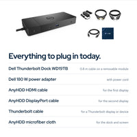 Dell WD19TB Thunderbolt Docking Station with 180W Adapter, HDMI, DP, Thunderbolt: In the box