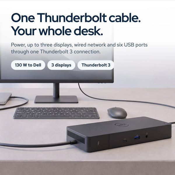 Dell WD19TB Thunderbolt Docking Station with 180W Adapter, HDMI, DP, Thunderbolt: On the desk