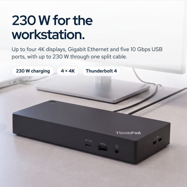 Lenovo Universal Thunderbolt 4 Dock 40B00300US with 300W Adapter, HDMI, DisplayP: On the desk