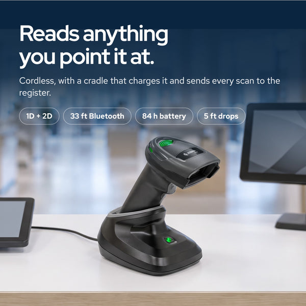 Zebra DS2278 Series Bar Code Scanners Cordless Handheld Bundle Standard Range Ba: On the desk