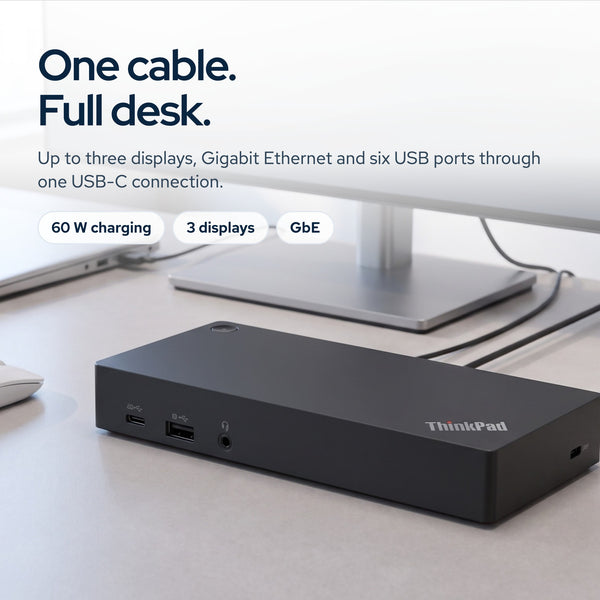 Lenovo ThinkPad Universal USB-C Docking Station 40AS0090US with 90W Adapter, HDM: On the desk