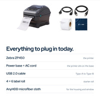 Zebra ZP450 Direct Thermal Barcode Label Printer for Shipping & E-Commerce, High: In the box